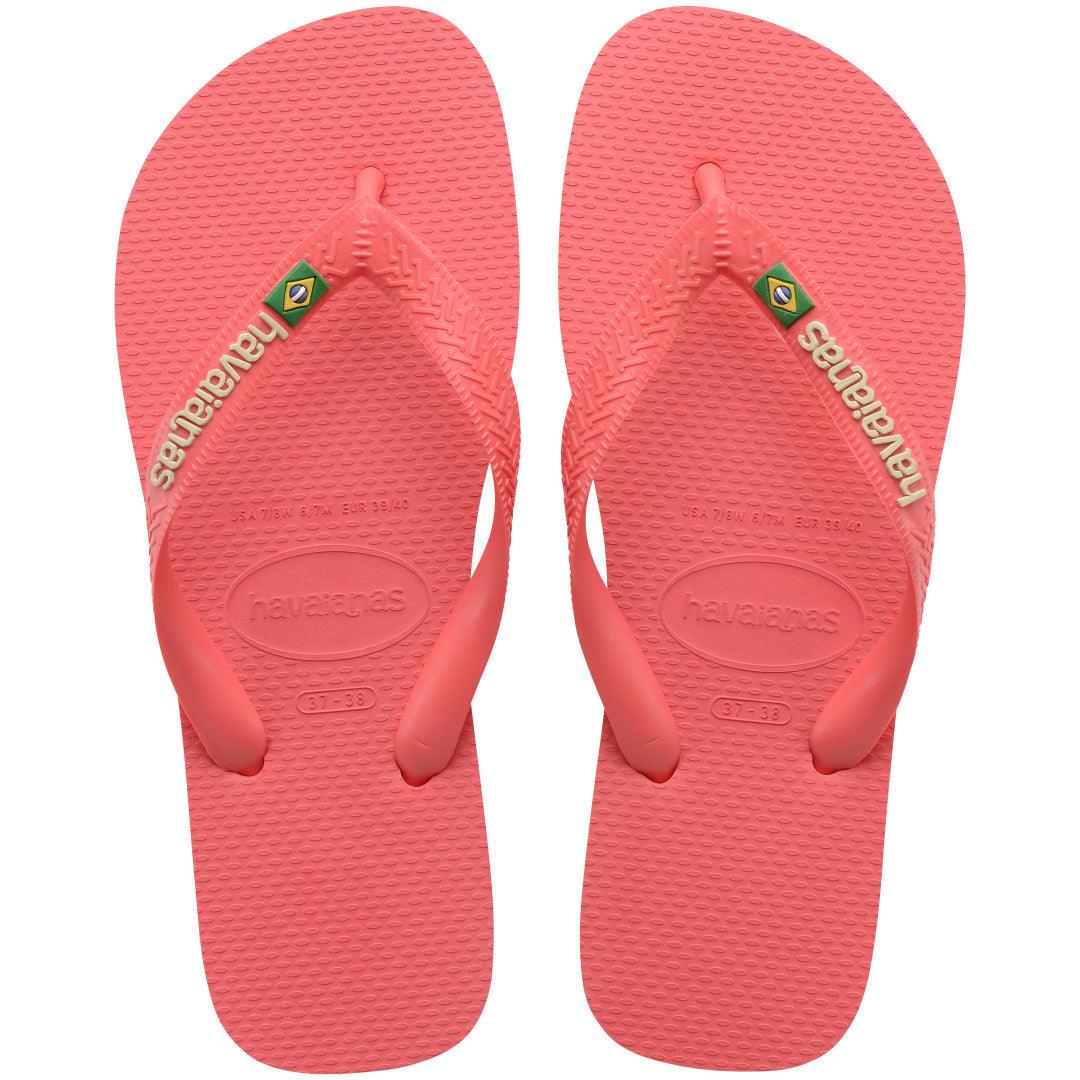 Chinelo Havaianas Brasil Logo Coral Tropical Confortável Estiloso Verão Durável Icônico