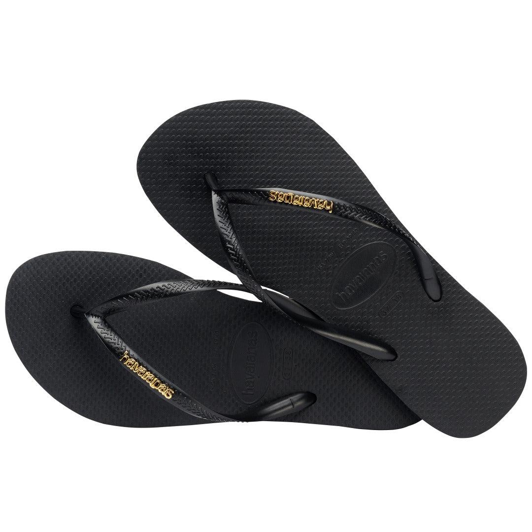 Chinelo Havaianas Slim Logo Metálico Feminino: Conforto e Estilo Brilhante para Seus Pés