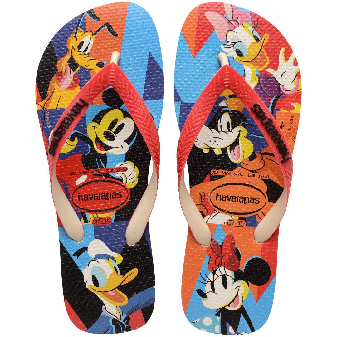 Chinelo Havaianas Disney Stylish Vermelho Rubi Tiras Largas Bicolores Confortáveis