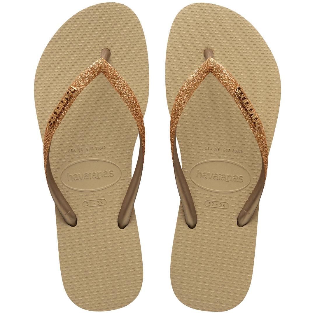 Chinelo Havaianas Slim Glitter II Dourado Brilhante Feminino Conforto Estilo