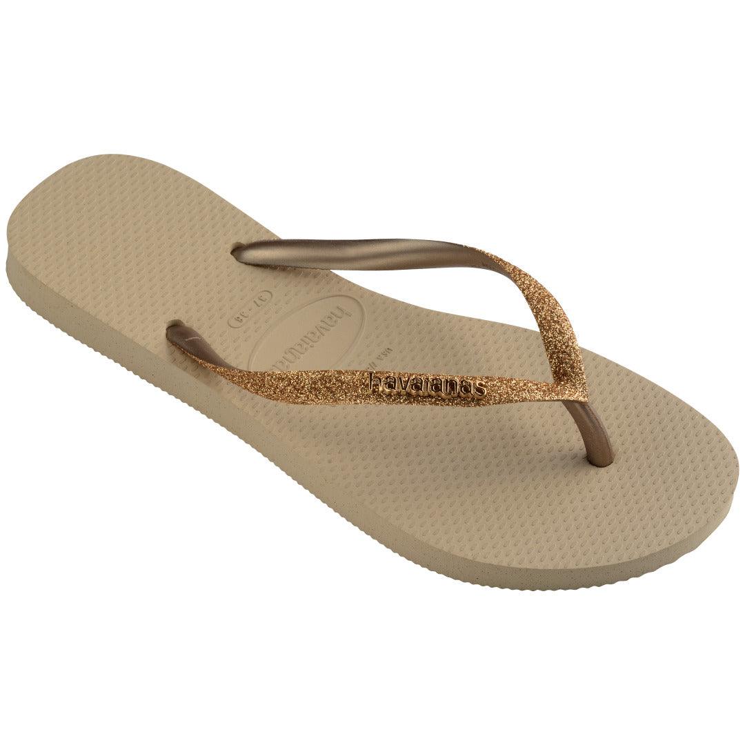 Chinelo Havaianas Slim Glitter II Dourado Brilhante Feminino Conforto Estilo