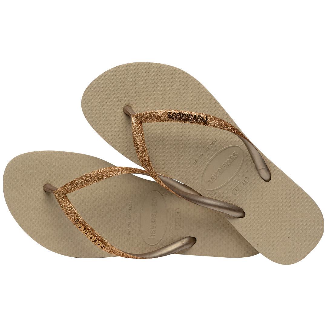 Chinelo Havaianas Slim Glitter II Dourado Brilhante Feminino Conforto Estilo