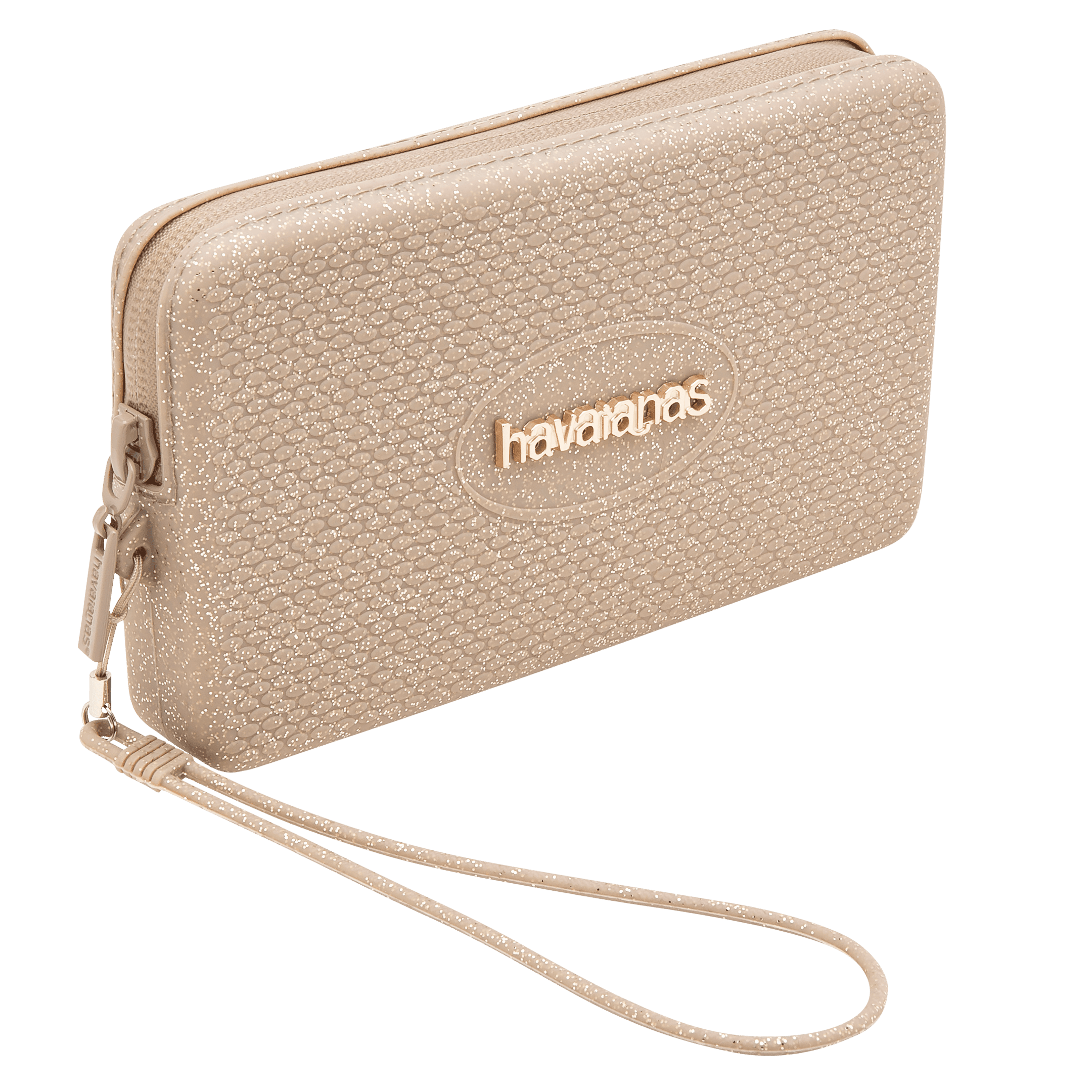 Mini Bolsa Havaianas Glitter Dourada Elegante Compacta Brilhante Acessórios Essenciais