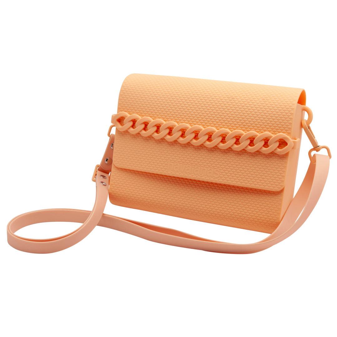 Bolsa Casual Havaianas Correntes Silicone Texturizado Alça Ajustável Design Moderno Pêssego