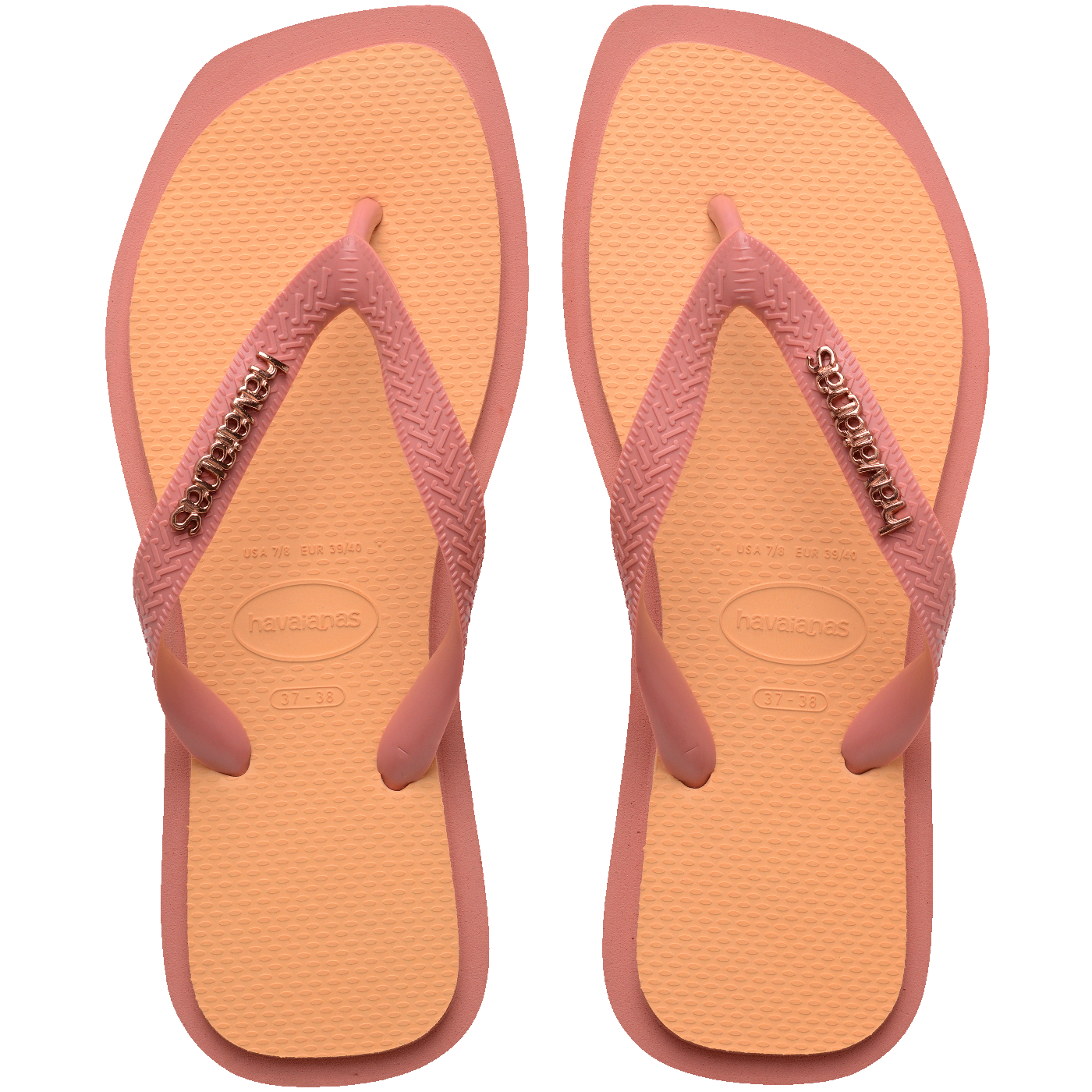 Chinelo Havaianas Top Square Fusion Pêssego Moderno Confortável Solado Duplo Plataforma