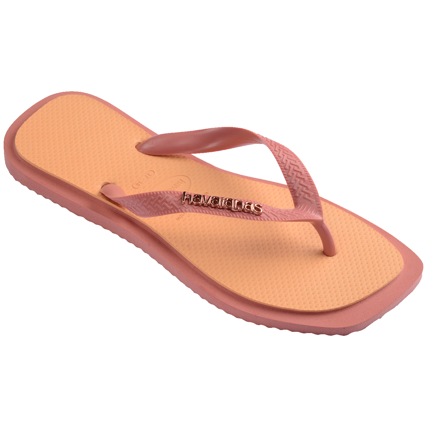 Chinelo Havaianas Top Square Fusion Pêssego Moderno Confortável Solado Duplo Plataforma