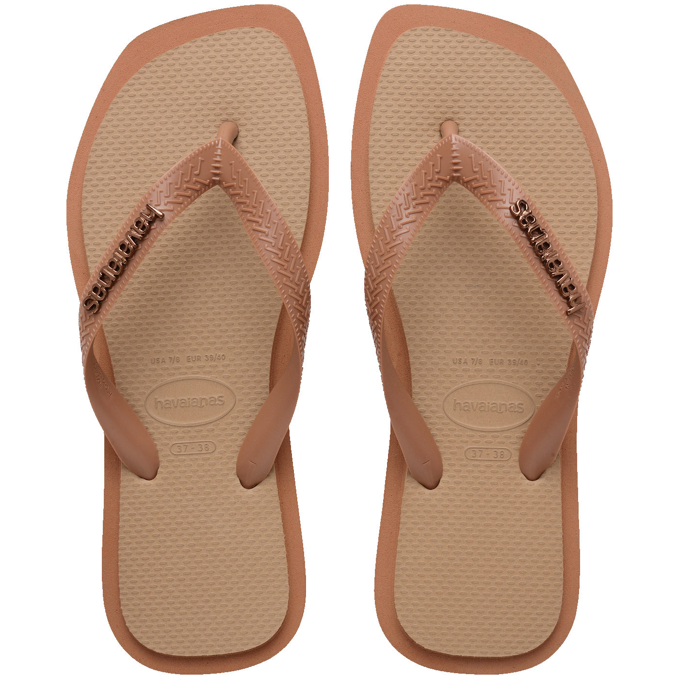 Chinelo Havaianas Top Square Fusion Rose Gold Bico Quadrado Solado Grosso Feminino