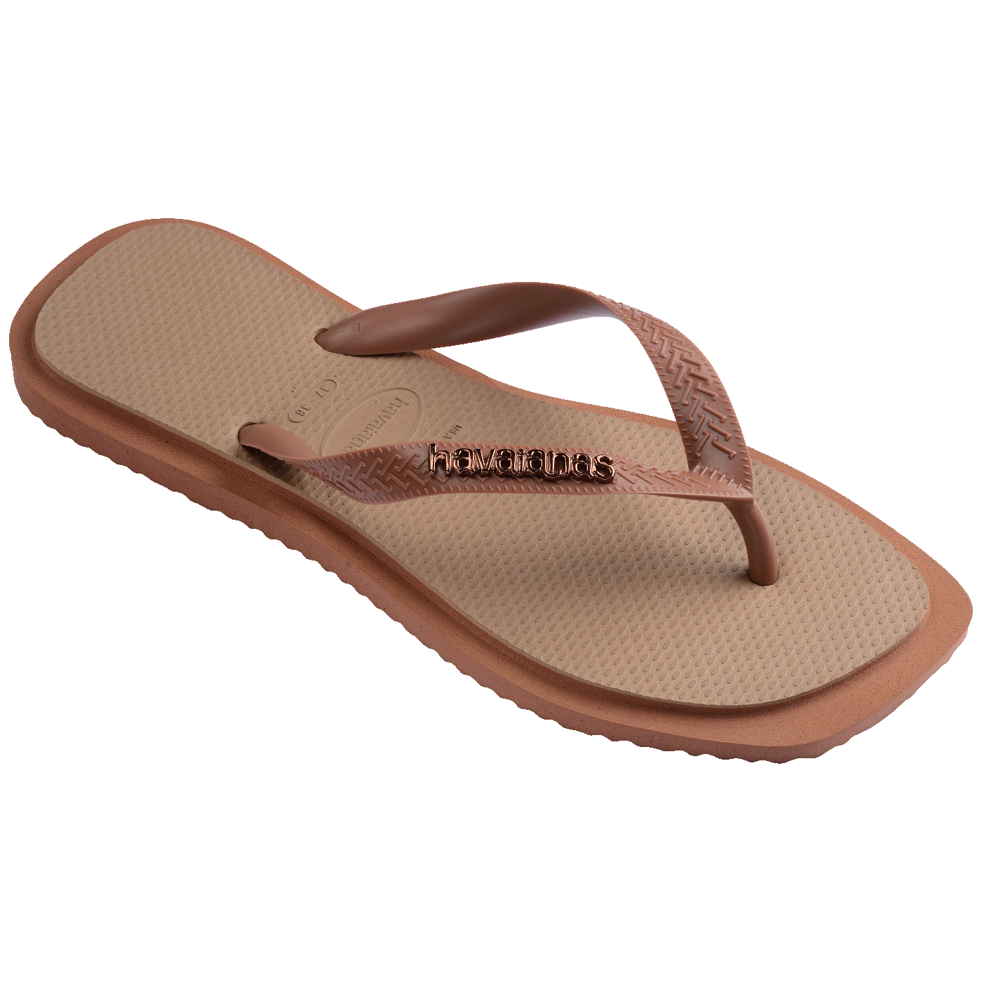 Chinelo Havaianas Top Square Fusion Rose Gold Bico Quadrado Solado Grosso Feminino