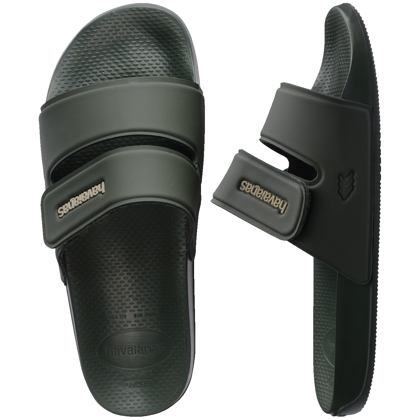 Chinelo Slide Havaianas Strap Confortável Unissex Verde Olive para Verão e Praia