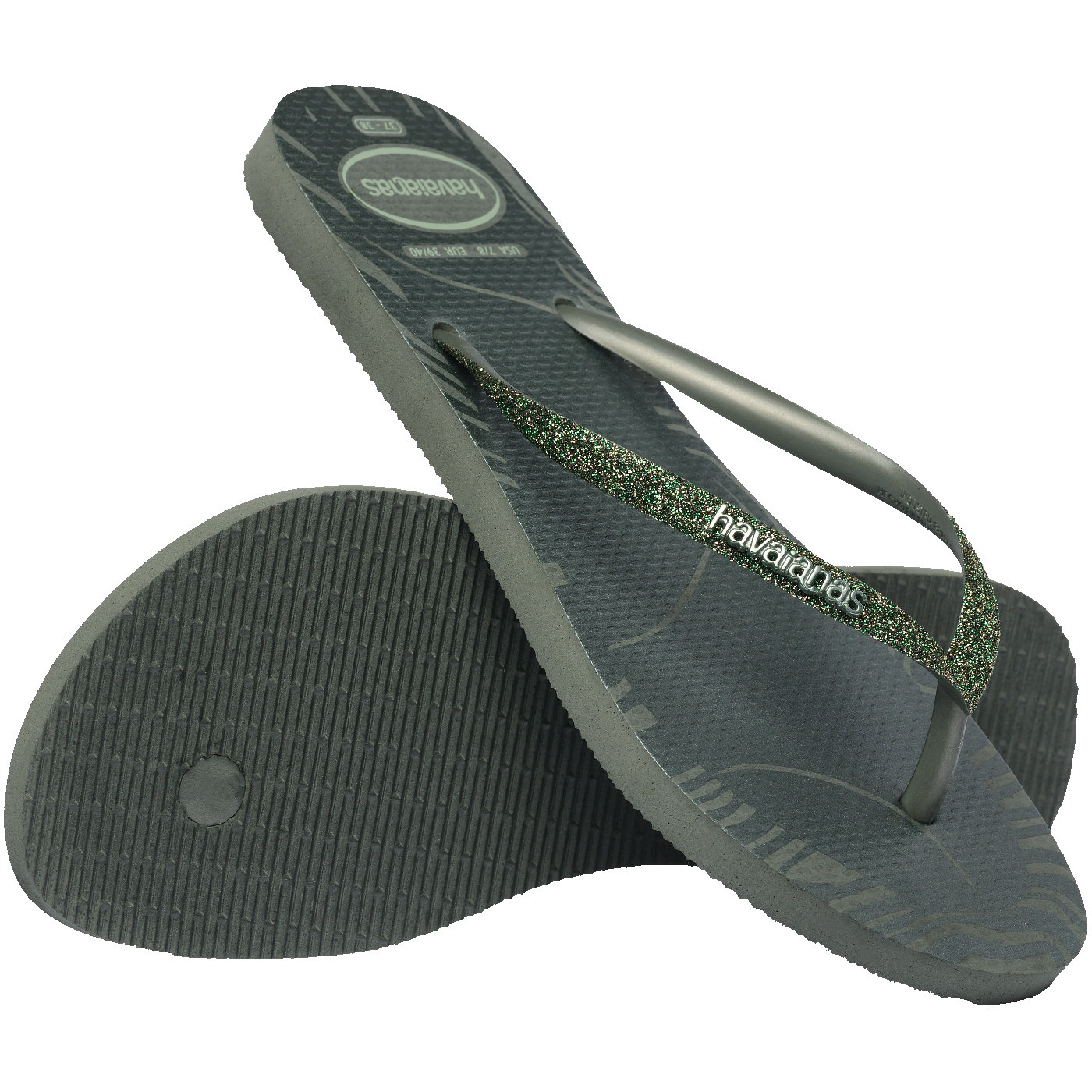 Havaianas Slim Glitter Edge: Chinelo Verde Oliva Brilhante, Confortável e Super Estiloso