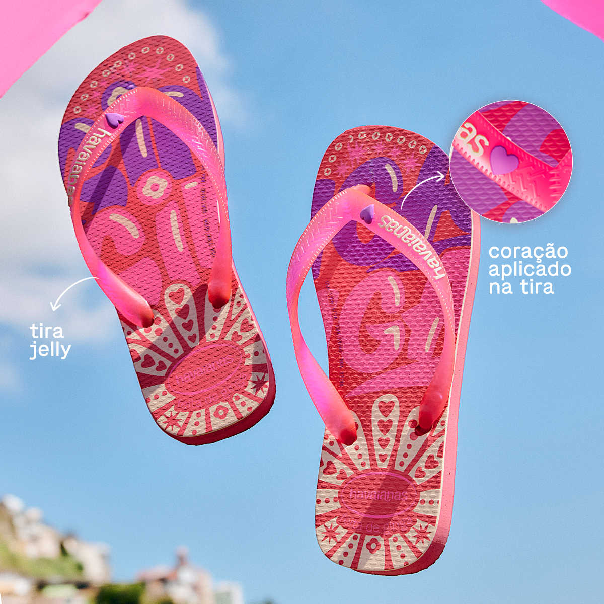 Chinelo Havaianas Top Neon Vibrante Coral Tropical Confortável Estilo Verão