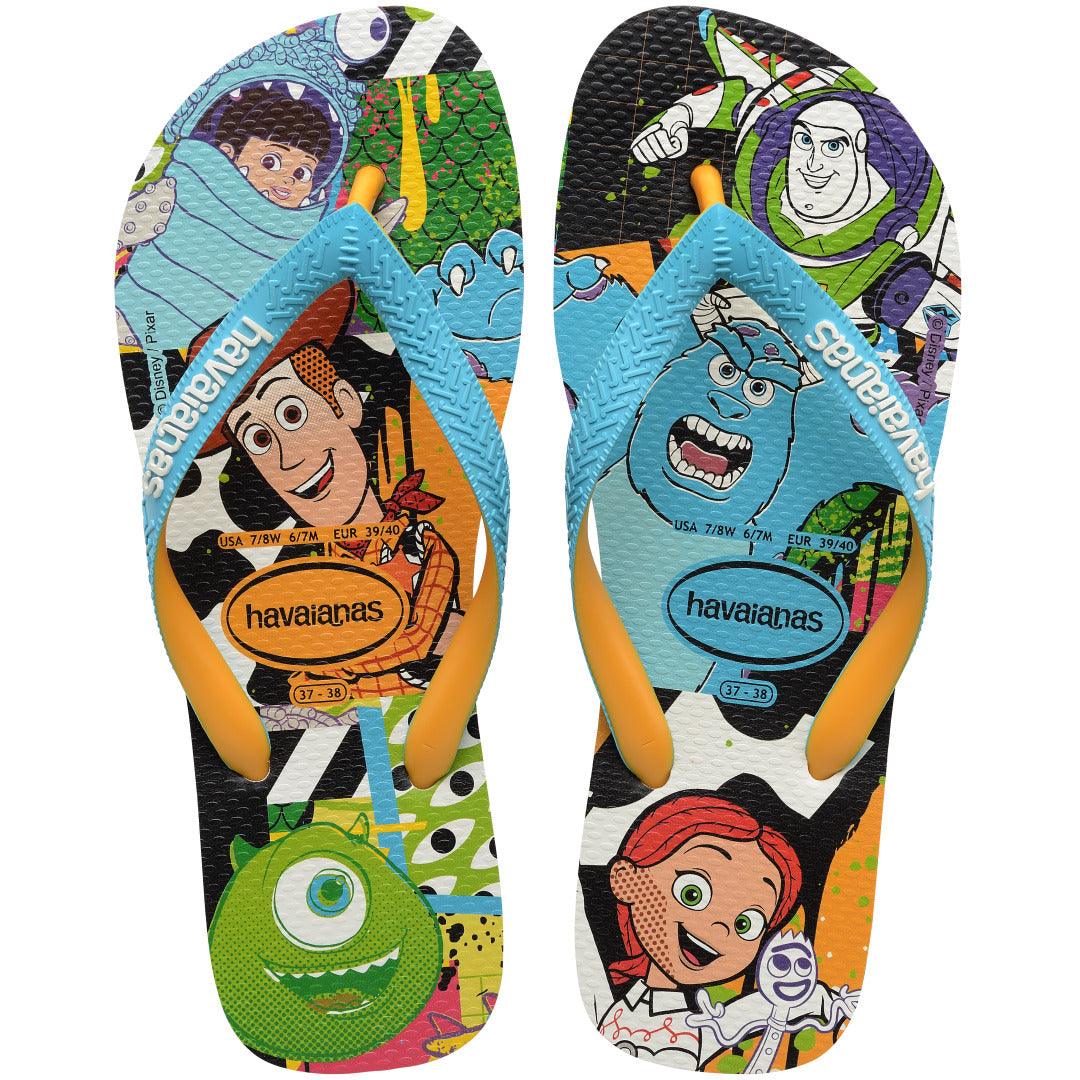 Chinelo Havaianas Disney Estiloso Confortável Tiras Largas Bicolores Mickey Pixar Original