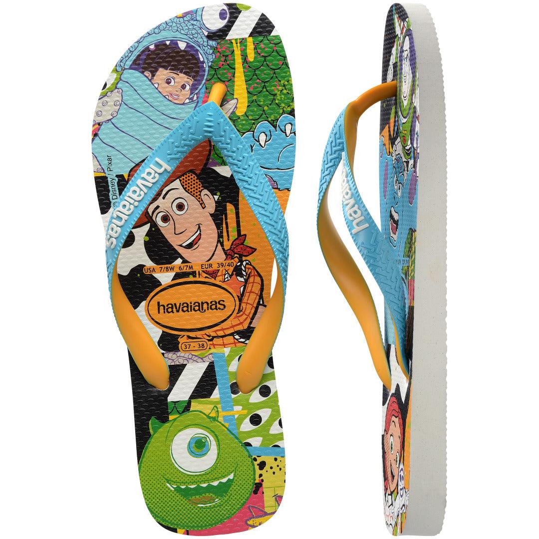 Chinelo Havaianas Disney Estiloso Confortável Tiras Largas Bicolores Mickey Pixar Original