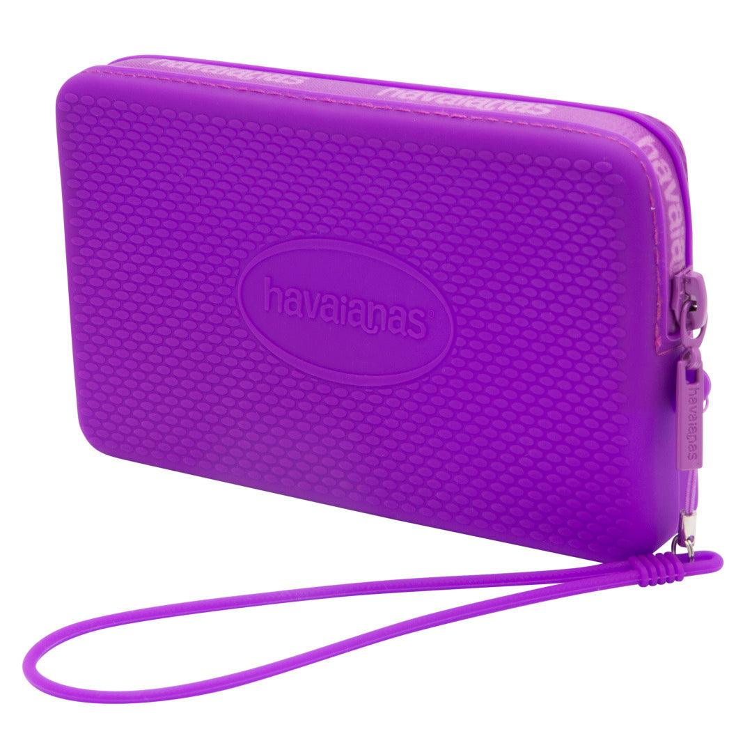 Mini Bolsa Havaianas Logo Silicone Roxo Betta Versátil Carteira Necessaire Praia