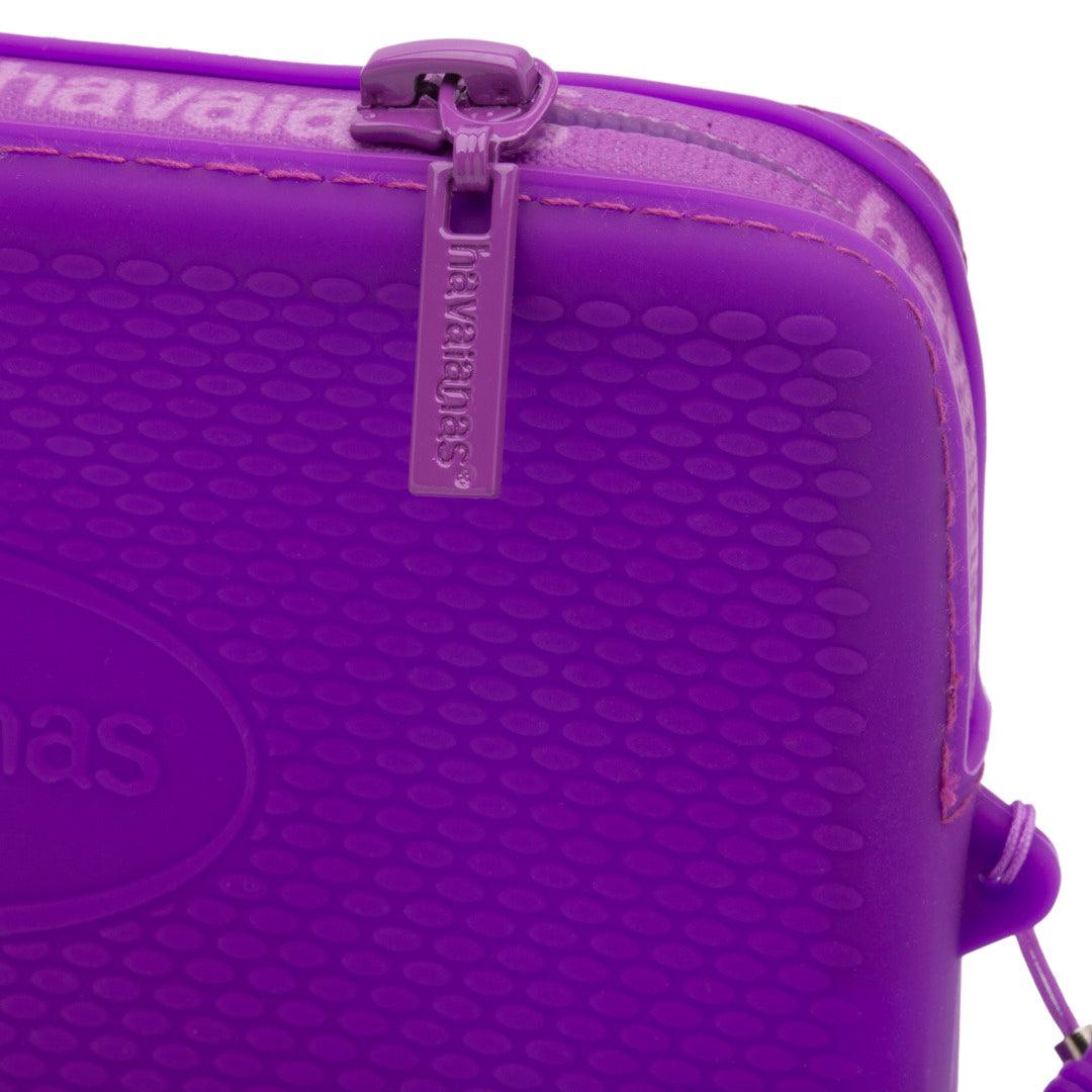 Mini Bolsa Havaianas Logo Silicone Roxo Betta Versátil Carteira Necessaire Praia