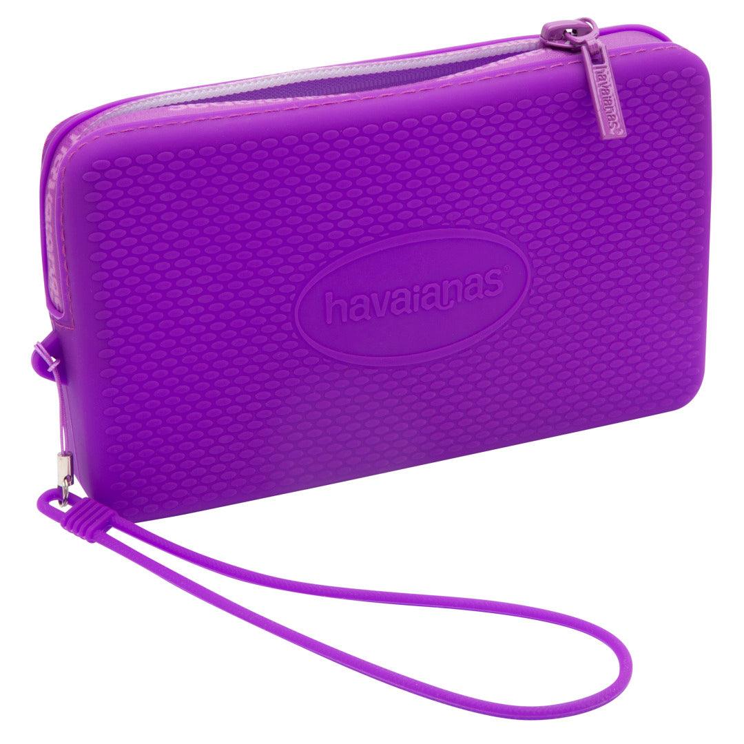 Mini Bolsa Havaianas Logo Silicone Roxo Betta Versátil Carteira Necessaire Praia