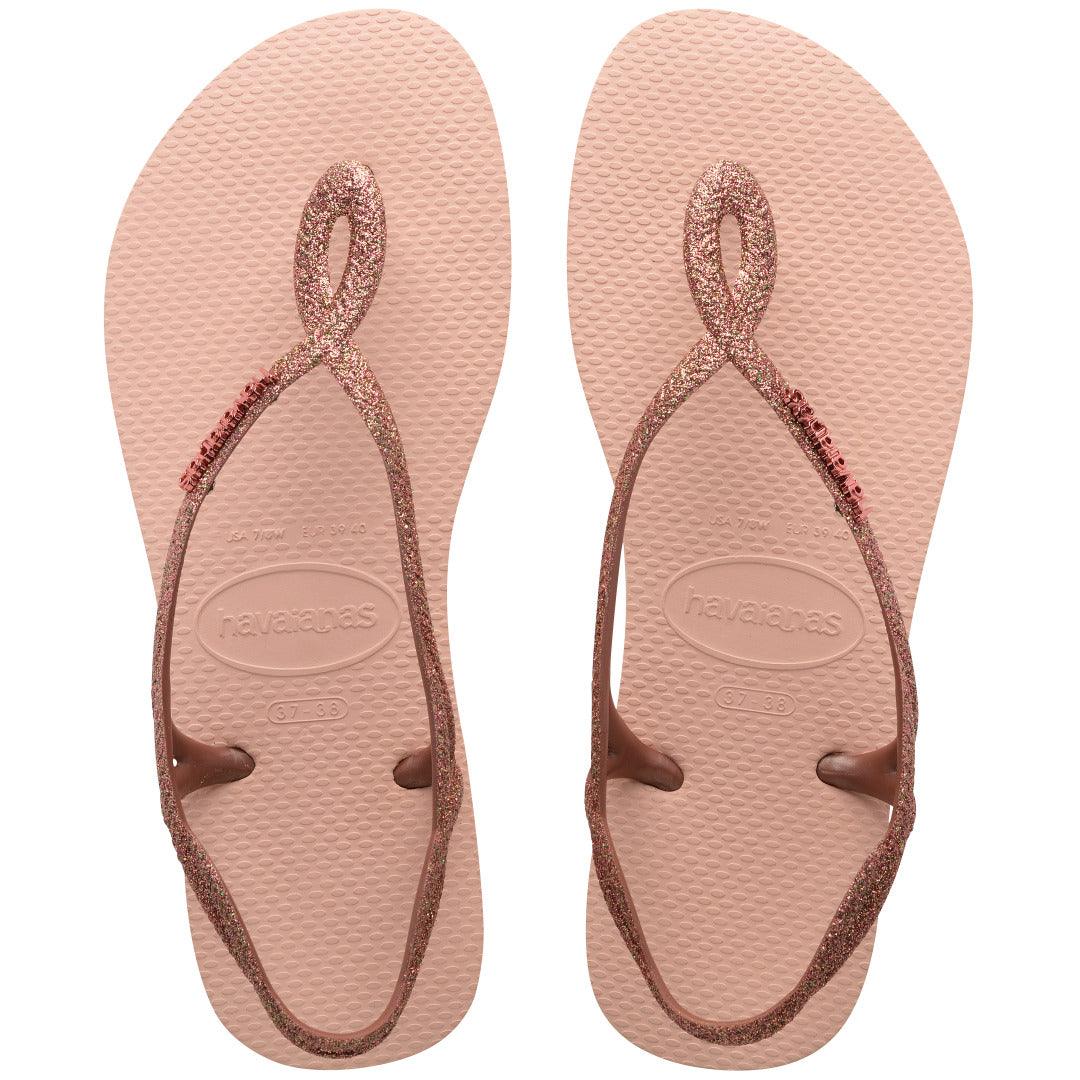 Rasteirinha Havaianas Luna Premium Glitter Rosa Ballet: Conforto Tiras Cruzadas Estilo