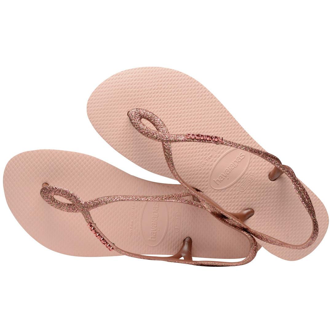 Rasteirinha Havaianas Luna Premium Glitter Rosa Ballet: Conforto Tiras Cruzadas Estilo