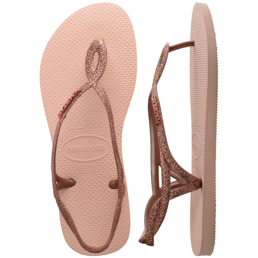 Rasteirinha Havaianas Luna Premium Glitter Rosa Ballet: Conforto Tiras Cruzadas Estilo