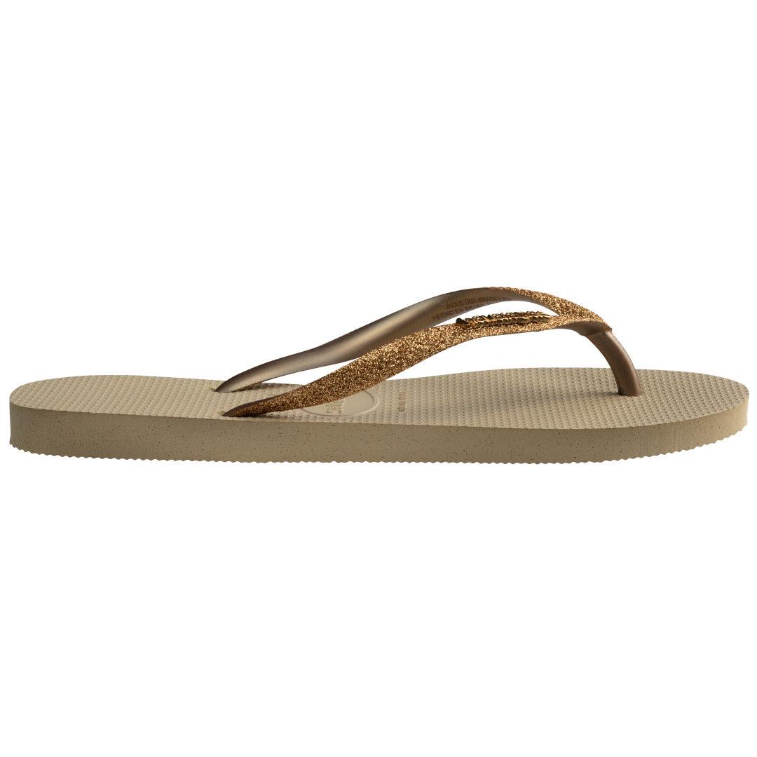 Chinelo Havaianas Slim Glitter II Dourado Brilhante Feminino Conforto Estilo