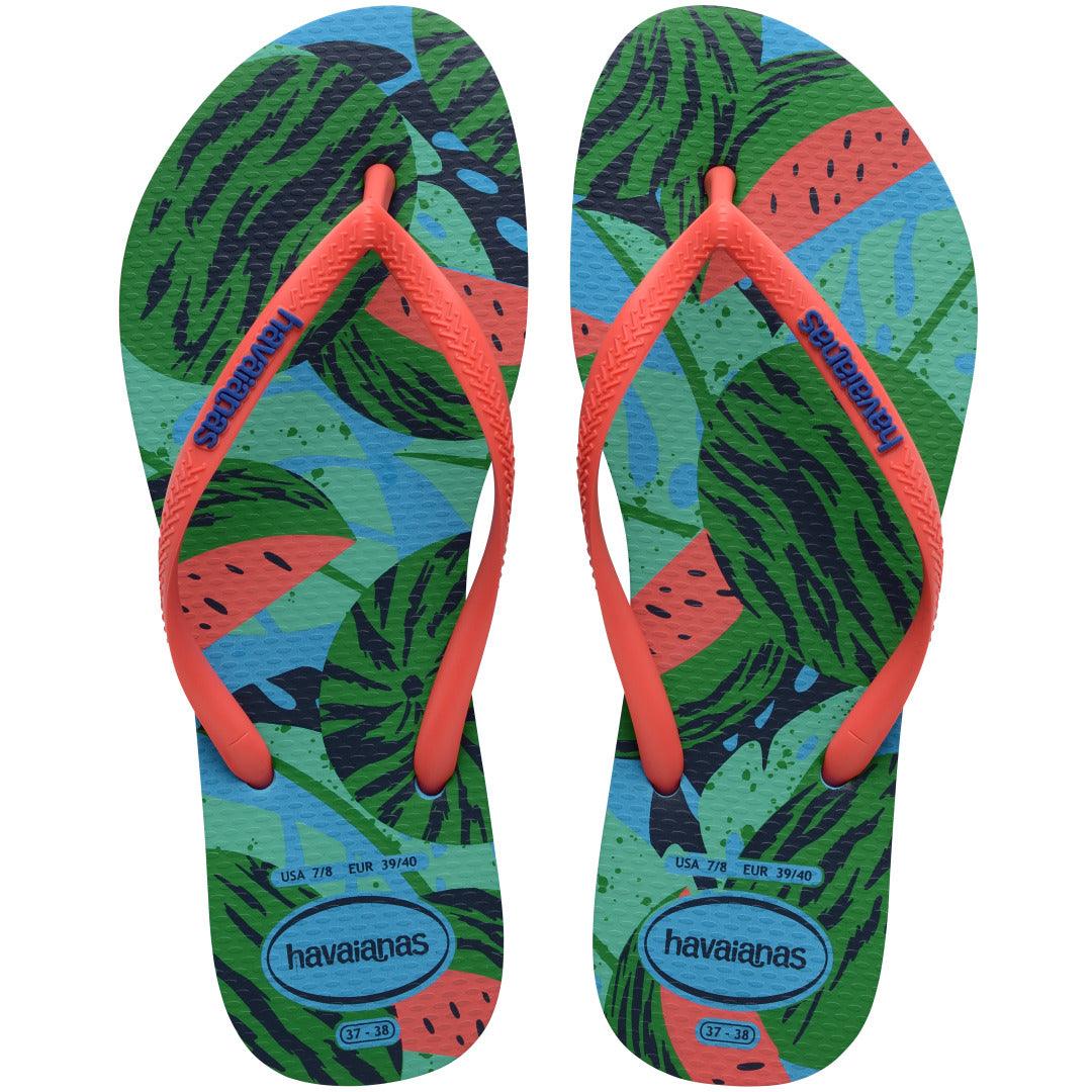 Chinelo Havaianas Slim Frutas Tropicais Turquesa: Conforto e Estilo Vibrante para o Verão
