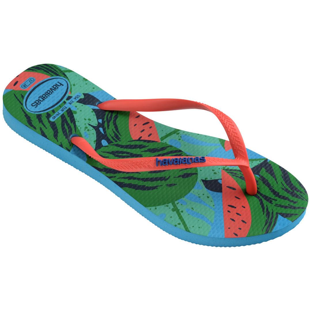 Chinelo Havaianas Slim Frutas Tropicais Turquesa: Conforto e Estilo Vibrante para o Verão