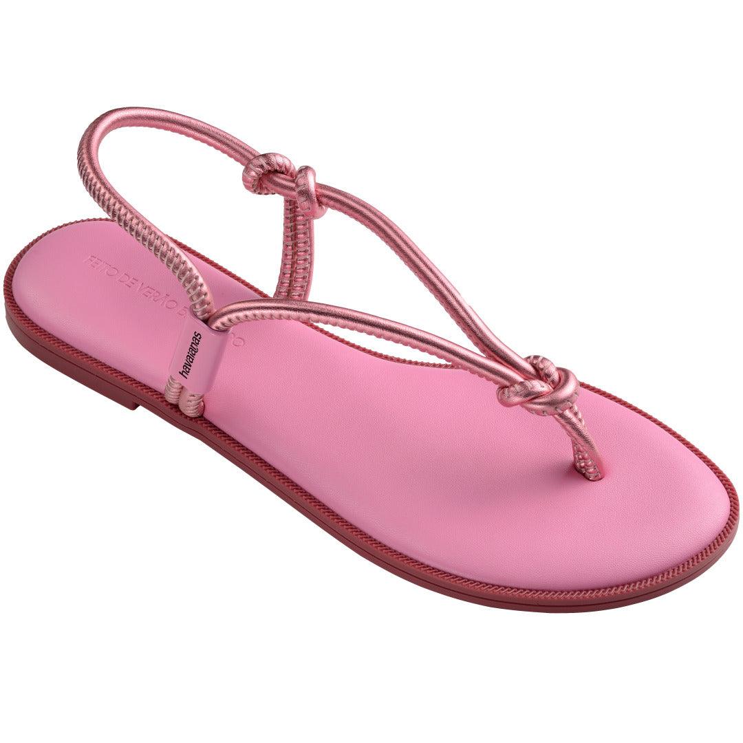 Rasteirinha Havaianas Una Açaí Feminina Moderna Tiras Duplas Rosa Glow Confortável Verão