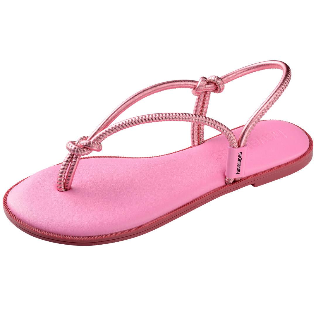 Rasteirinha Havaianas Una Açaí Feminina Moderna Tiras Duplas Rosa Glow Confortável Verão