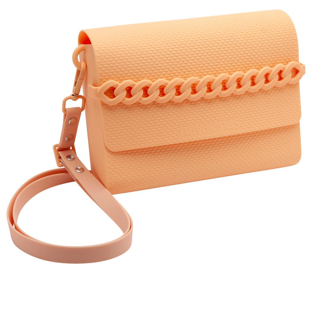 Bolsa Casual Havaianas Correntes Silicone Texturizado Alça Ajustável Design Moderno Pêssego