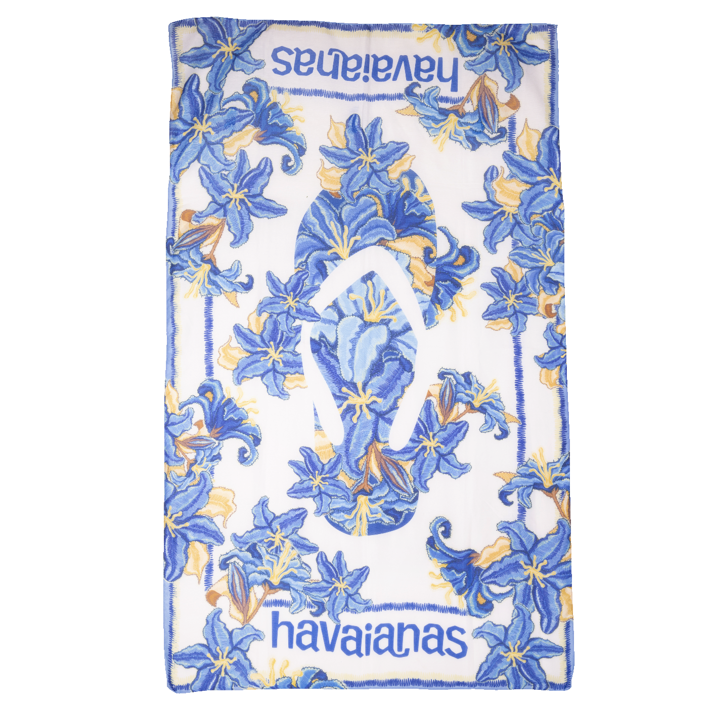Canga Havaianas Azul Floral Versátil Estilosa Praia Piscina Verão Autêntico