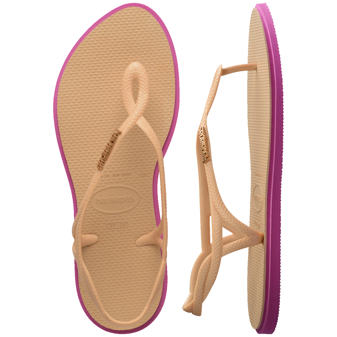 Rasteirinha Havaianas Luna Point Dourada Estilosa Bico Fino Tendência Conforto Feminino
