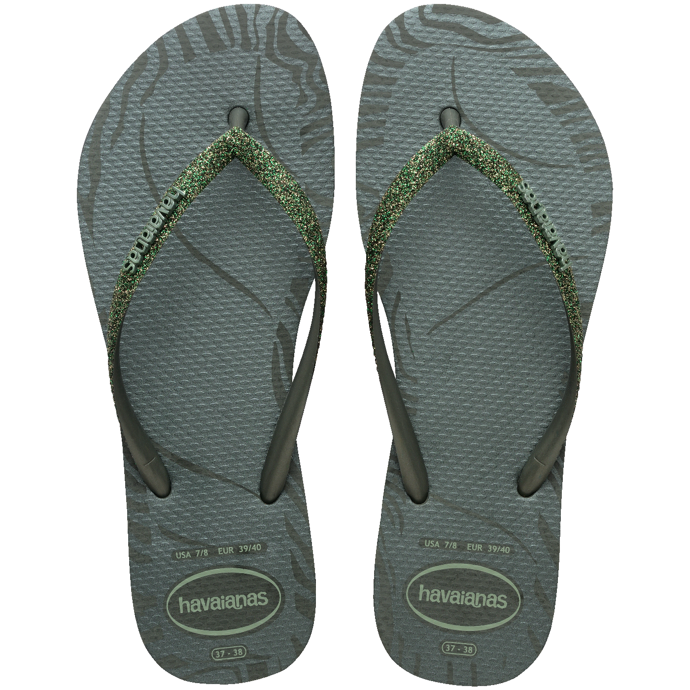 Havaianas Slim Glitter Edge: Chinelo Verde Oliva Brilhante, Confortável e Super Estiloso