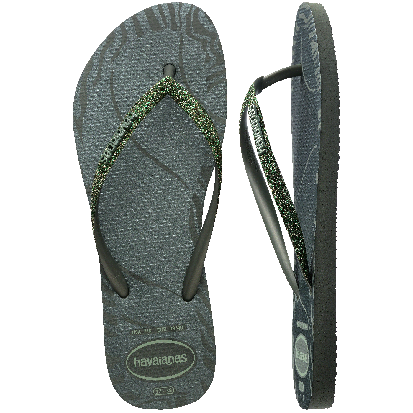 Havaianas Slim Glitter Edge: Chinelo Verde Oliva Brilhante, Confortável e Super Estiloso
